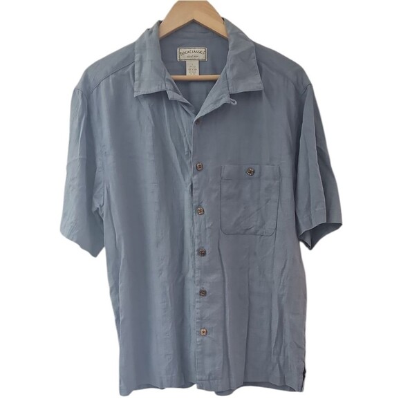 Boca Classics Island Wear Other - Boca Classics Island Wear Silk Cotton Camp Button Front Shirt Sz L Coastal Chic